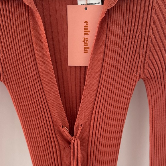 Rust Ribbed Knit Cardigan - Picture 3 of 3